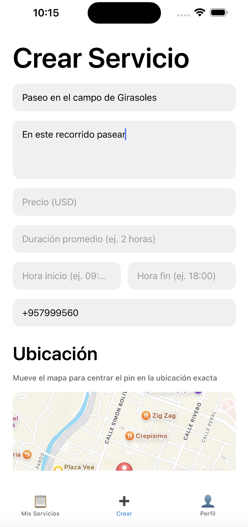 Publicar una nueva actividad turística como operador